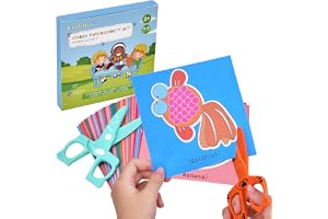 Linkbro 2 barnsax + 48 ark papper, säkerhetssax med rundade spetsar, pedagogiska leksaker, pysselset för barn från 2/3 år, fr