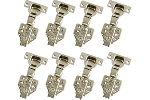 LIKERAINY 105 Grado Arremetida Bisagra 35mm con Amortiguador Clip on Tecnología Totalmente Solapado Bisagras para Puertas de Mueble Armarios de Cocina 8 Pcs