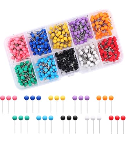Aiguilles Couture Multicolores 200 Épingles à Tête De Fleur Multicolores - Longueur 5.3cm - Pour Couture, DIY, Artisanat - Tête Plate Visible Aiguilles Tête Plate