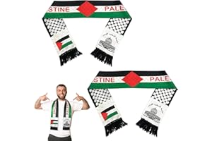 DONGSZQ 2 Pièces Écharpe Du Drapeau De Palestine, Écharpe Double Côté Palestine 135 x 14 cm, Écharpes Drapeau Palestinien, Jérusalem Arabe Écharpe Châle, pour Homme et Femme Vacances Cadeaux