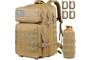 MUCHER Mochila Tática 45l Militar Mochila Crossfit Hombre Supervivencia Mochila Molle EDC Grande para 3 Días Mochila del Ejército con Portabotellas y 4 Mosquetones para Senderismo, Caza, Trekking