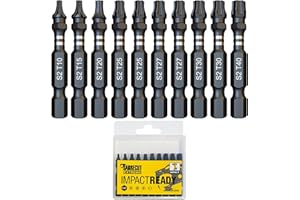 10 x SabreCut SCTKA10 50 mm T10 T15 T20 T27 T30 T40 Jeu d'embouts de tournevis à percussion Torx à une extrémité 10 15 20 27 30 40 Heavy Duty avec boîte de rangement