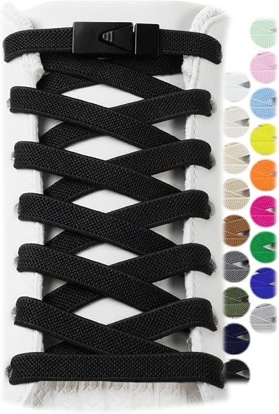 Stepace 2 Pares de Cordones Elásticos Deportivos Sin Lazo Para Adultos y Niños 8mm de Ancho Talla Única - 1