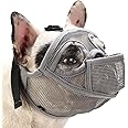 Excefore French Bulldog Muzzle Short Snout Dog Muzzle for English Bulldog Adjustable Breathable Mesh Dog Muzzle with Tongue Out Design Flat Face Dog Muzzle for Biting Chewing Groomin, Size: S