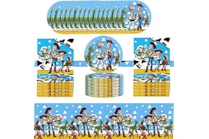 DecPtyTa Stoviglie per Feste Decorazioni Compleanno Piatti per feste di compleanno Tovaglioli Tovaglia,Compleanno Stoviglie Adatto per 20 Persone (A1)