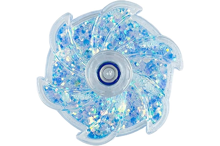 Boredom Eliminator Spinner Kids Fidget Flower Toy Glitter Quicksand Filled Stress Relief Finger Flexibility Training Spinning Top Fingertip Gyro for Blue