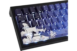 ‎HYEKIC PBT Keycaps 131 Keys Blue Snow Wolf Keycaps, Double Shot Shine Through Side Printed Keycap, Cherry Profile Dye Sublimation Keycap for Cherry MX Switch ANSI & ISO Layout Mechanical Keyboards