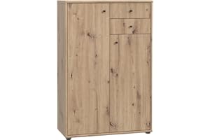 FORTE TEMPRA 2 Kommode mit 2 Türen und 2 Schubladen, Holzwerkstoff, Artisan Eiche Dekor, (B x H x T) 73,7 x 111,1 x 34,8 cm