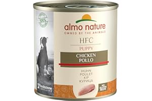 Almo Nature HFC Natural Puppy - Nourriture humide pour chiots avec Poulet à l'origine propres à la consommation humaine et désormais utilisée pour la préparation des aliments pour chiens.