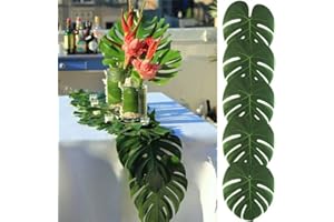 CNFQ - Runner da tavolo con 12 foglie artificiali di Monstera e decorazione per matrimonio, palma tropicale