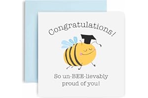 Huxters Exam Congratulations Card with Envelopes for him - Un-Bee-Lievably Proud - Funny Cards for Passing Exams – Appreciation Cards – Well done exam – Ideal for Students, Graduation pupils