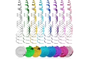 RobLuX Spiralen Deko 48 Stück Hängende Spiralen Girlande 8 Farben Hängende Wirbel Dekoration Halloween Spiralen Deckendeko Girlanden Deko für Karneval Deko Silvester Party Hängend Wirbel Dekorationen