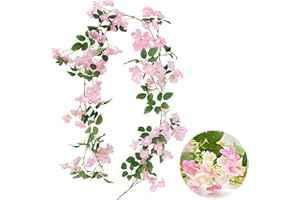 FOSDICK 175cm Kunstblumen Hängend, Künstliche Kirschblüten Girlande Blumenranke, Blumengirlande Deko, Blumen Girlande Frühling, Blumengirlande Künstlich, Wie Echt Blumenranken Künstlich Hängepflanze