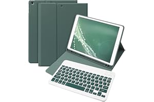Bettdow Detachable Wireless Color Keyboard Case with Pencil Holder, Case with Keyboard for 10.2 Inch iPad 9th Generation 2021/8th Gen 2020/7th Gen 2019 Support Auto Sleep/Wake (Dark Green)