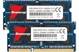 Kuesuny 16Go (2x8Go) PC3L-12800S DDR3 1600MHz RAM SODIMM for Laptop Apple MacBook Pro (Mid 2012), iMac (Late 2012 Early/Late 2013, Late 2014), Mac Mini (Late 2012) 204-Pin SODIMM Memory Upgrade Kit