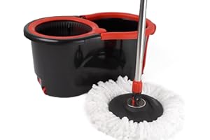 DIVCHI Spin Mop And Bucket Set Floor Cleaning Mopping Bucket With Water Outlet Plug Convenient Wheels & Extendable Handle And 360° Rotation Mop Head