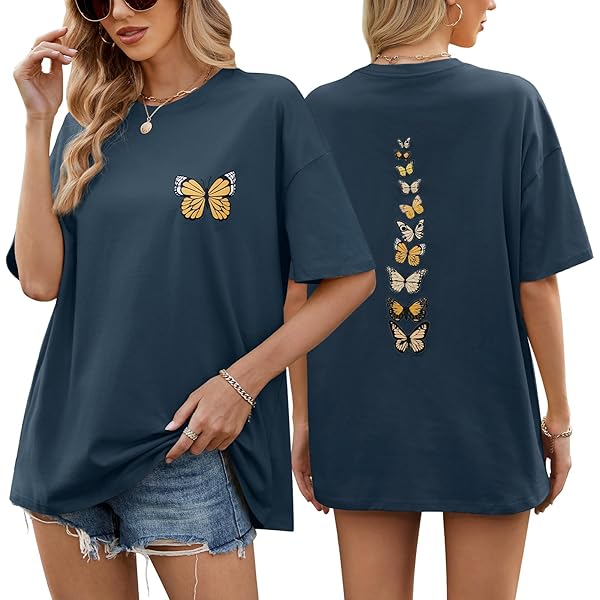 HUIFUAO T-shirts met 3/4 mouwen voor dames, gestreept kleurblok HUIFUAO T-shirts met 3/4 mouwen voor dames, gestreept kleurblok