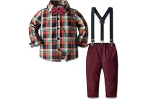 Nwada Abbigliamento Bambino Maschio Vestito Bimbo Completo Camicia e Pantaloni e Cravatta a Farfalla Papillon e Bretelle