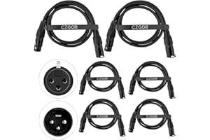 Czgor Cables DMX de 1.2 metros 6 paquete, 3 Pines XLR Macho a Hembra Cable DMX para Señales de Iluminación para Conectar Cables Ópticos