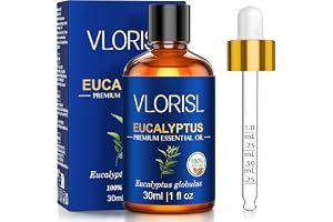 VLORISL Eukalyptus Eterisk Olja 30 ml, Frisk Örtig Doft för Diffuser, Badrum, Dusch, Bastu, Utspädd Massage, Ljus, Tvål DIY o