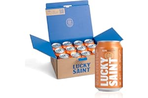 LUCKY SAINT Alcohol Free Beer - Hazy IPA, Case of 12 x 330ml, 0.5% Cans | Vegan & Sugar Free| 59 Calories per Can, Only Natural Ingredients, No Flavourings, No Additives| Non Alcoholic Gifts