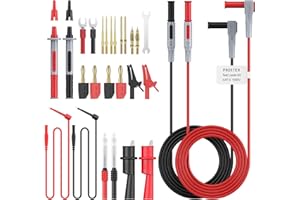 Proster Multimeter Test Leads Kit - 27 in 1 Multi Meter Lead Set with Replaceable Gold-Plated Probes & Banana Plug, Alligator Clips, Test Hooks, Piercing Clip Test Probes, U-shaped Insert
