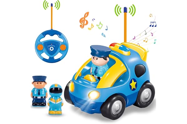 Pup Go Radiocommandee pour Enfant 2 3 Ans, Cadeau Noel pour Garcon, avec Musique Et Lumières, Telecommandé 2 Ans avec 2 Poupées,La Première Voiture Télécommandée d'un Jeunes