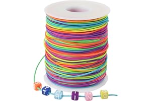 TENN WELL 1 mm Elastisches Faden, 100m Elastische Schnur Gummiband für Armbänder, Halsketten, Schmuckherstellung, Perlen, Knoten, Binden, Verpacken und Bastelnb (Bunt)