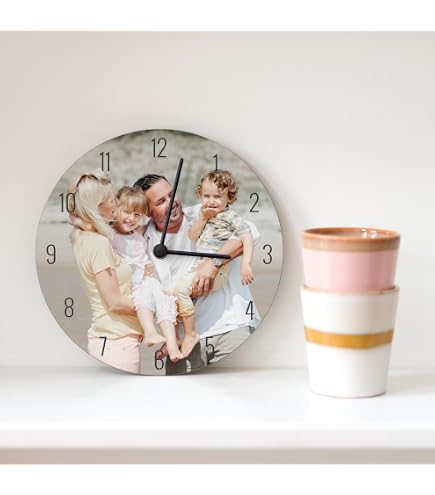 Horloge Murale Personnalisable Avec Ta Photo - Diamètre 30 Cm, Bois MDF - Impression France, Mouvement Silencieux - 5
