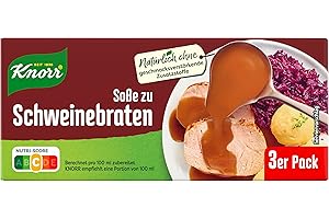 ‎KNORR Knorr Soße zu Schweinebraten leckere dunkle Soße ohne geschmacksverstärkende Zusatzstoffe 3er Pack, 3 x 250ml