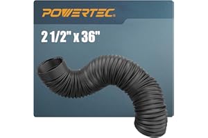 POWERTEC 70198 Flexible Dust Collection Hose, Black, 2.5'' x 36''