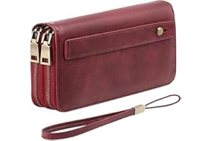 GAEKEAO Carteras de Mujer, Cartera Monedero Mujer Piel, Tarjeteros para Tarjetas de Credito, Bloqueo RFID Billetera, Monedero Tarjetero Mujer con Cremallera Doble