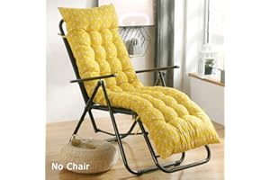 Homay Garden Patio Chaise Lounger Cushion Thick Padded Chair Mattress Sun Lounger Cushion with Backrest,High Back Seat Pads Indoor Outdoor Relaxer Soft Cushion