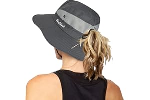 INOGIH Women's Outdoor UV-Protection-Foldable Sun-Hats Mesh Wide-Brim Beach Fishing Hat with Ponytail-Hole