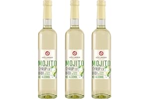 Sciroppo per cocktail biologico Höllinger Mojito - Organic Lime-Mint Syrup, Alcohol-Free, Vegan, 3x500ml Glass Bottle, Caribbean Flavor