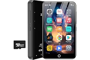 ZAQE Reproductor MP3 MP4 de 80 GB con Bluetooth y WLAN, pantalla táctil de 4 pulgadas, con Spotify, reproductor de música en streaming Android con Audible, reproductor Hi-Fi Walkman digital portátil(Negro)