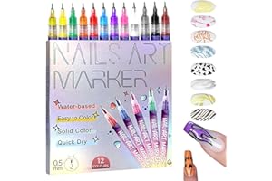 ODIPIE 12 Farben Nagellack Stift Set, 12PCS Nail Doodle Pen for DIY Nail Art, Nail Polish Pens, Quick Dry Nail Art Painting Pen ,3d Nail Point Graffiti Dotting Pen for Nail Design Manicure Tools (1 Set)