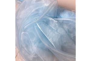 FYVIE STAR FABRICS Sheer Organza Fabric Voile Sold Per METRE Curtain Wedding Material 150cm WidePricing is Set for 10% Off When Buy 3 or More Metres. (Pale Blue) (1m)