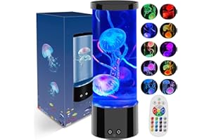 ‎AONESY AONESY LED Quallen Lampe 17 Farben, Jellyfish Lamp Lavalampe Aquarium Auallen Jellyfish Lampe Kinder mit Fernsteuerung, Quallenlampe Aquarium Deko Stimmungslicht-Schwarz