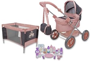 509 Crew Doll Stroller Pram 18 Piece Combo Value Play Set, Ages 3+
