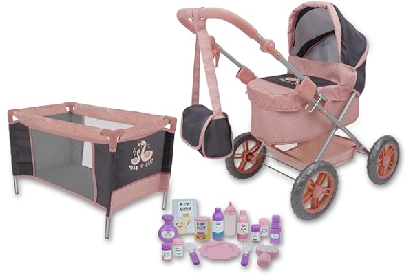 509 Crew Doll Stroller Pram 18 Piece Combo Value Play Set, Ages 3+