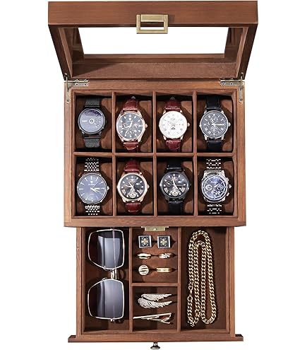 Boîte à Montres En Bois, 10 Grilles De Haute Qualité Montre Organisateur Cas Durable Montre