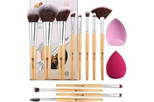 HEYMKGO 14 Pièces Set Pinceaux Maquillage Avec Eponge Maquillage Pour Fond De Teint Mélange Poudre Pour Le Visage Blush Concealers Ombres À Paupières, Fard À Paupières Poils Synthetiques Doux Et Sans Cruauté
