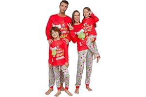 QTUN Family Matching Christmas Pyjamas Set Holiday Grinch Nightwear Sleepwear Long Sleeve Xmas PJS Set for Adults Women Men Kids Couples