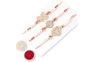 KSJONE Rakhi for Brother Bhaiya Bhabhi Gift Set with 3 Pieces Rakhi for Family Raksha Bandhan Festival Rakhi for Bhaiya and Bhabhi Indian Designer Latest Rakhi for Bhai Thread Bracelet, Silk