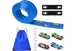 SUPRBIRD Pista Macchinine Bambini 4.5M, Circuito Auto con 4 Macchinine, Rampa, Sacchetto di Ricarica, Ventose, Regalo per Bambini e Bambine dai 3 Anni in Su