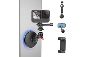 Flymile Base magnética de montaje para cámara DJI Osmo Action 5 Pro 4 3/Pocket 3/360, soporte magnético de goma para coche, soporte magnético de ajuste de 360° para GoPro, para Insta360 X5/X4