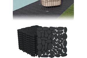 UISEBRT Baldosas de piedra natural cortadas de 30 x 30 cm, 11 unidades por juego (aproximadamente 1 m²), antideslizantes y mate, ideal para terraza, jardín, sendero, ducha, exterior (negro)