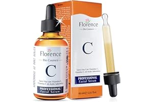 FLORENCE 60 ml Bio Sérum Visage à la Vitamine C, Acide Hyaluronique Pur, Vit. E, B5 et Niacinamide. Anti-Rides, Anti-Taches, Anti-âge et Hydratant. Soin Visage Vegan & Cruelty Free.Testé Dermatologiquement