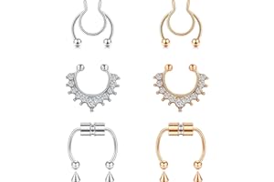 LAURITAMI Fake Nose Rings Faux Septum Peircing Non Pierced Clip On Nose Earrings Hoops Jewelry Stainless Steel 20G 18G 16G